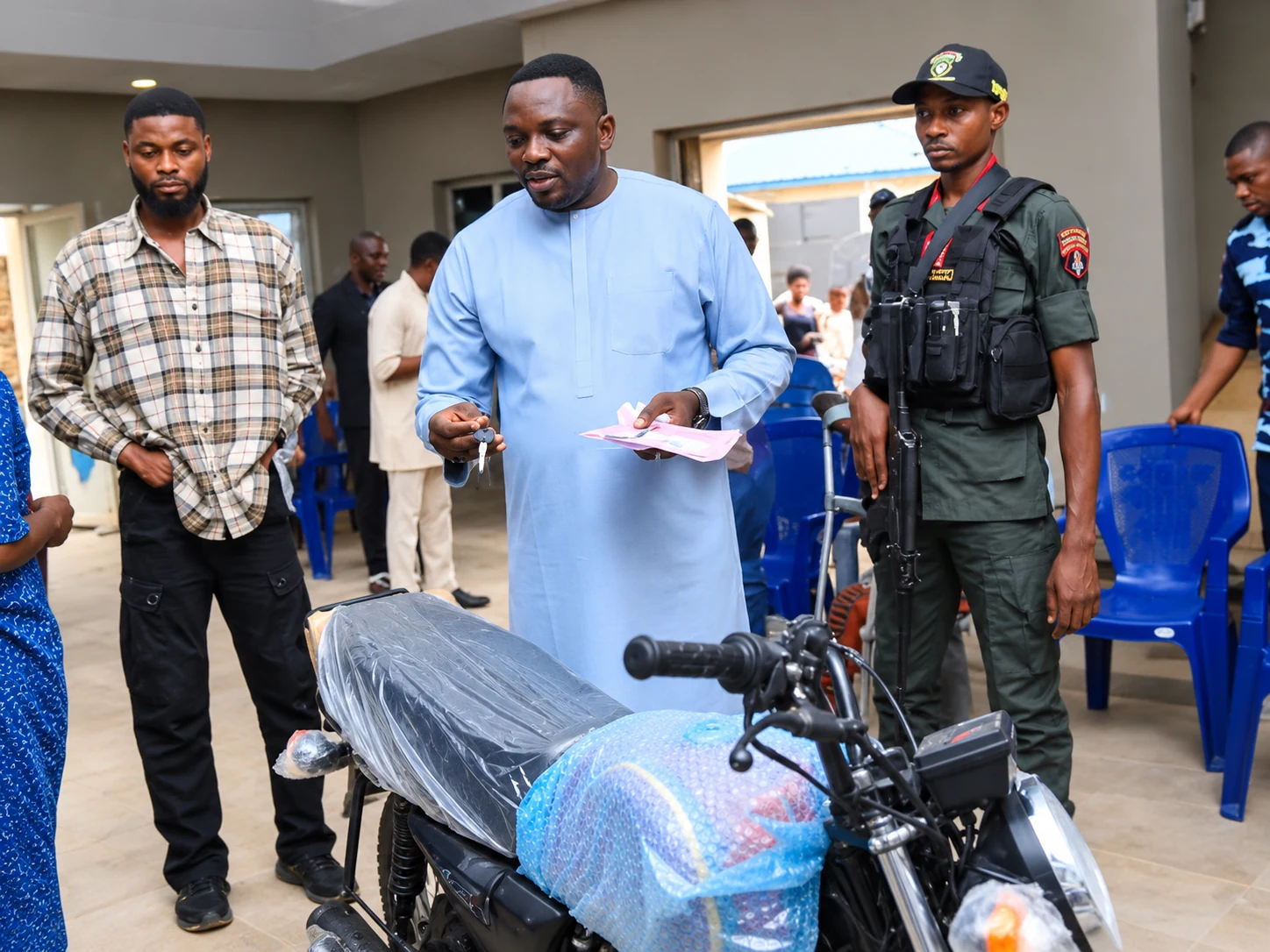 Motorcycle handover ceremony to the Chairman of ADA Makurdi Branch